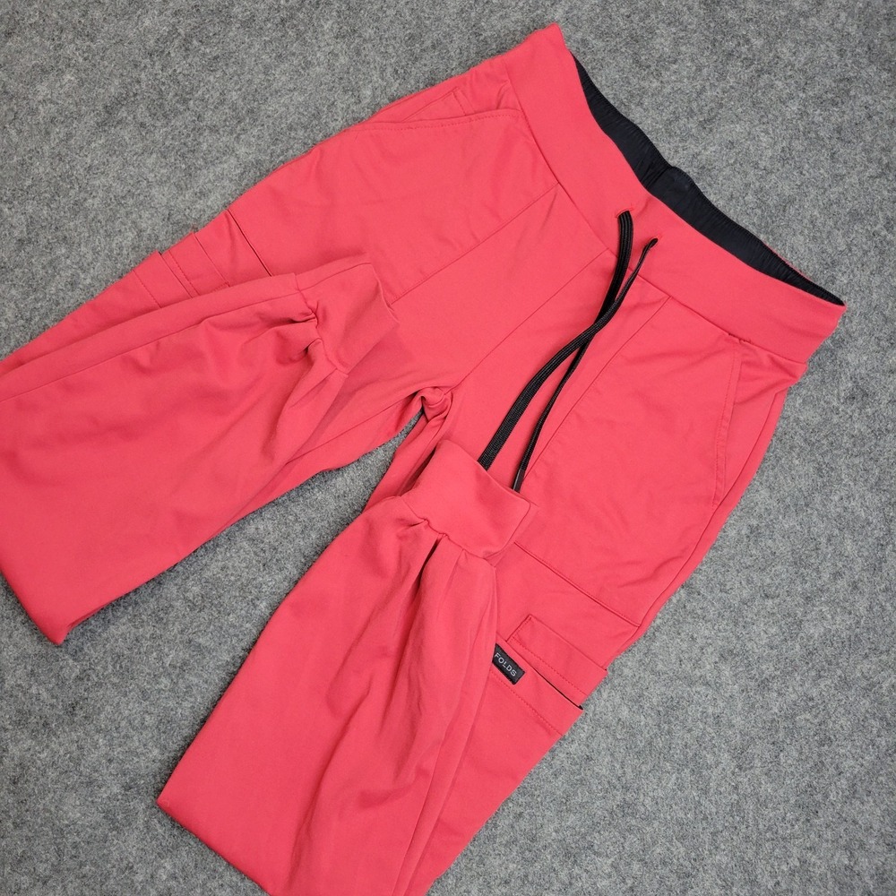 Folds Nurse Pants Womens 5 Red Cargo Medical Stretch Drawstring Waist Tapered